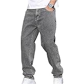 SOLY HUX Men's Jeans Straight Leg Casual Denim Pants Hip Hop Trousers Streetwear