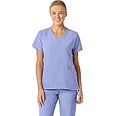 WonderWink Women's Plus-Size Women's Stylized V-Neck Top Shirt, Ceil Blue, 5-XLarge