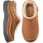 Zigzagger Men's Slip On Moccasin Slippers, Indoor/Outdoor Warm Fuzzy Comfy House Shoes, Fluffy Wide Loafer Slippers