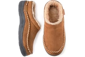 Zigzagger Men's Slip On Moccasin Slippers, Indoor/Outdoor Warm Fuzzy Comfy House Shoes, Fluffy Wide Loafer Slippers