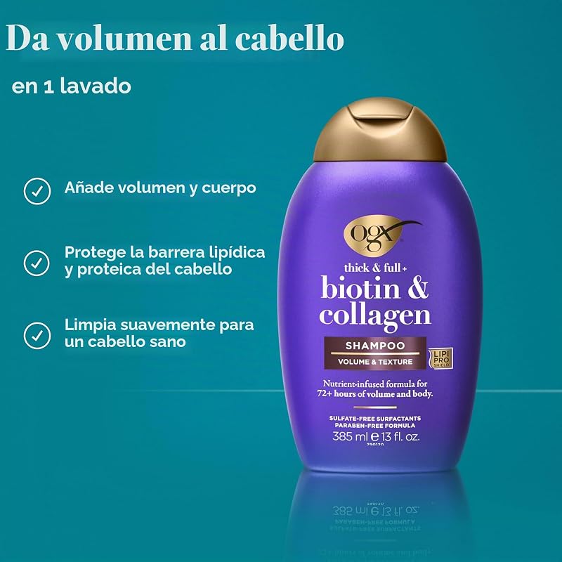 Champô Volumizador Espesso & Pleno Biotina & Colagénio, 385 ml
