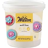 Wilton Ready-to-Use Royal Icing, White, Hard-Drying, 14 oz. | Stiff-Consistency Royal Icing Dries Hard for Outlining, Flooding &amp; Piping Flowers on Cookies &amp; Cakes Right Out of the Bag