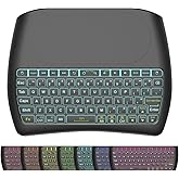 Mini Bluetooth Keyboard, D8 Rechargeable Wireless Keyboard with Touchpad, Backlit Small Keyboard with IR Learning, 2.4G WiFi/