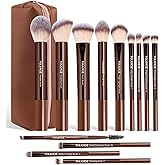 MAANGE 13 PCS Makeup Brushes Professional Make Up Brushes Premium Synthetic Powder Concealers Brushes Travel Makeup Brush Set with Case (Coffee)
