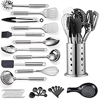 Reanea Kitchen Utensils Set, 39 Pieces Stainless Steel Cooking Utensils Set, Spoon Spatula Set with Sturdy Stainless Steel Ut