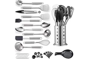 Reanea Kitchen Utensils Set, 39 Pieces Stainless Steel Cooking Utensils Set, Spoon Spatula Set with Sturdy Stainless Steel Ut