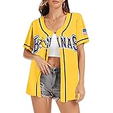Women's Baseball Fan Jersey Style Shirt, Quick-Dry Button-Down Top for Game Day