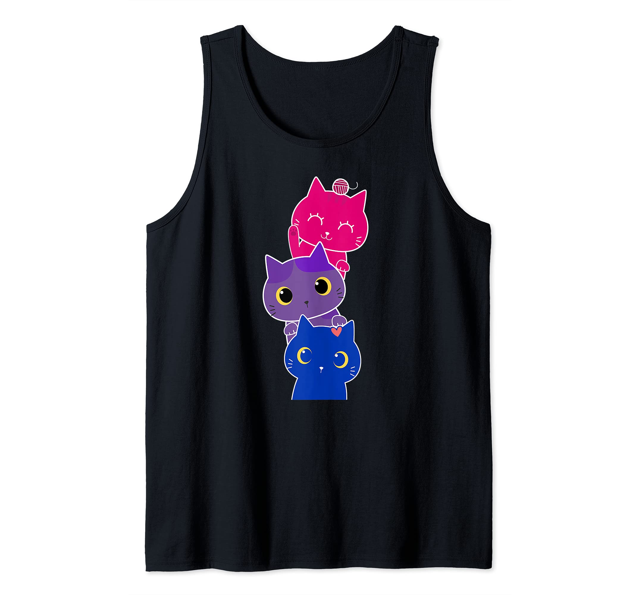 Bisexual Pride Kawaii Kitty Cat Stack Cute Anime stacks Tank Top