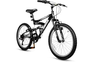 WEIZE Kids Mountain Bike, 20 24 inch Kids' Bicycles for 6-14 Years Old Boys Girls with Dual Full Suspension, 6 Speeds Drivetrain, High-Carbon Steel Frame, Ideal for Young Riders and Adventurers