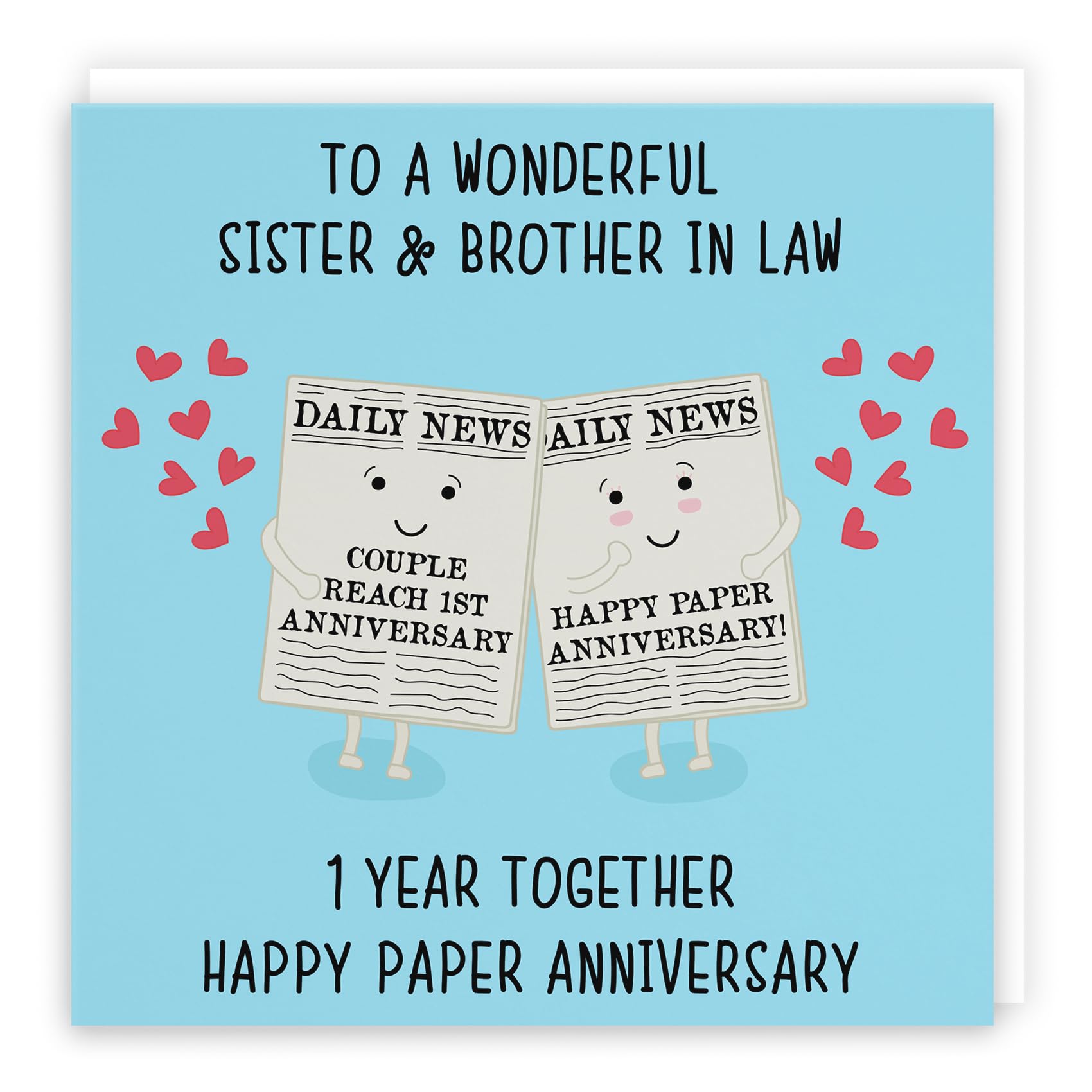 Hunts England - Sister And Brother In Law 1st Anniversary Card - Fun Cute Anniversary Card - 1 Year Together - Happy Paper Anniversary - Iconic Collection — image 1