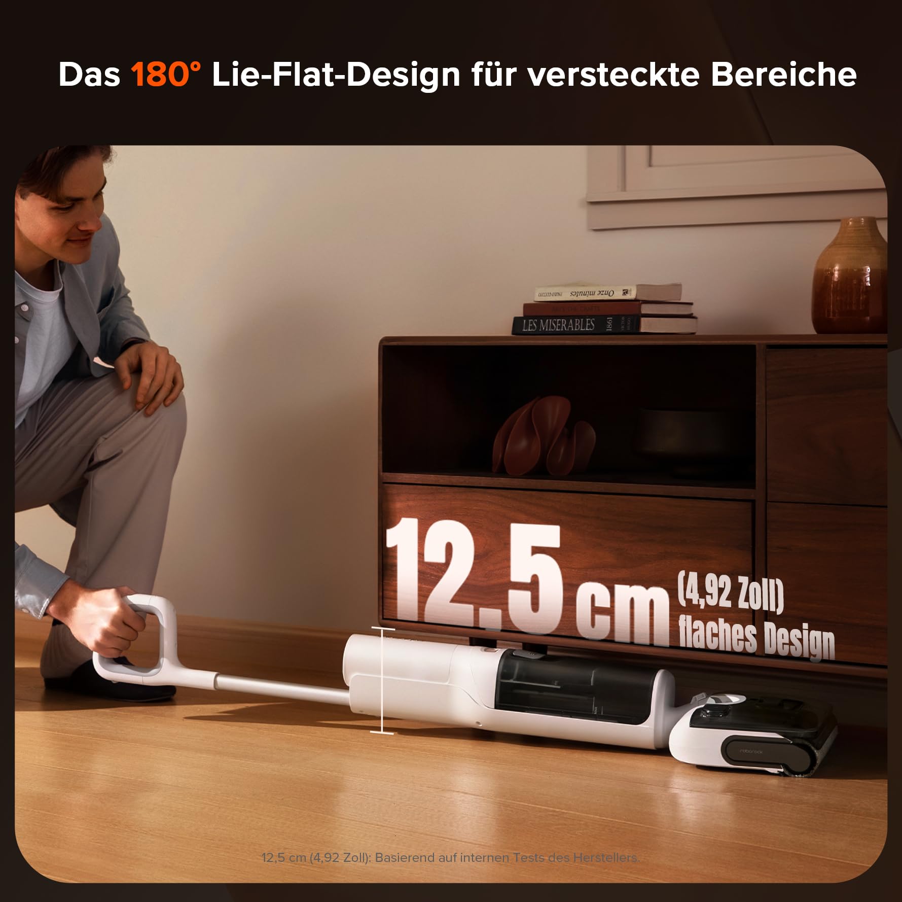 roborock F25 GT Nass Trockensauger, 180° Lay-Flat Saugwischer, 90°C Hochtemperatur Selbstreinigung, 20.000 Pa Akku Staubsauger mit Wischfunktion, Wischsauger Kabellos Anti-Tangle für HarteBoden 5