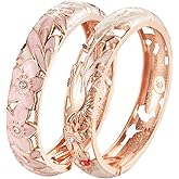 UJOY Handcraft Cloisonne Jewelry Bracelet Colorful Enamel Butterfly Flower Bird Hollowed Spring Hinged Cuff Bangles Women Gifts Pack in Box 88A11
