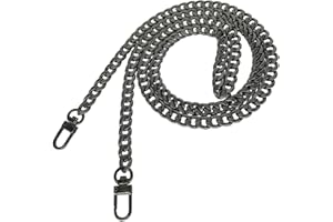Model Worker DIY Iron Flat Chain Strap Handbag Chains Purse Chain Straps Shoulder Cross Body Replacement Straps with Metal Buckles (47", Gun-Black)