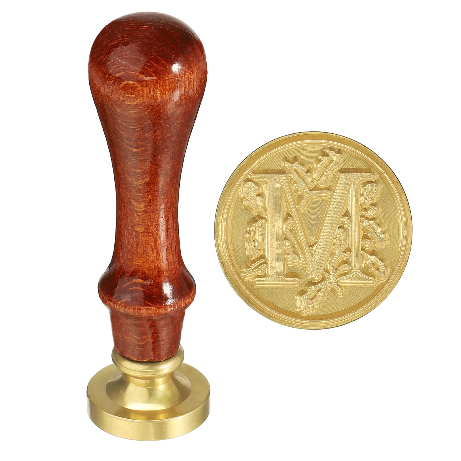 YOKIVE Alphabet Wax Seal Stamp, Letter Stamper with Removable Handle Head Decorate Postcards, Great for Festivals, Weddings (Golden, Red, Letter M)