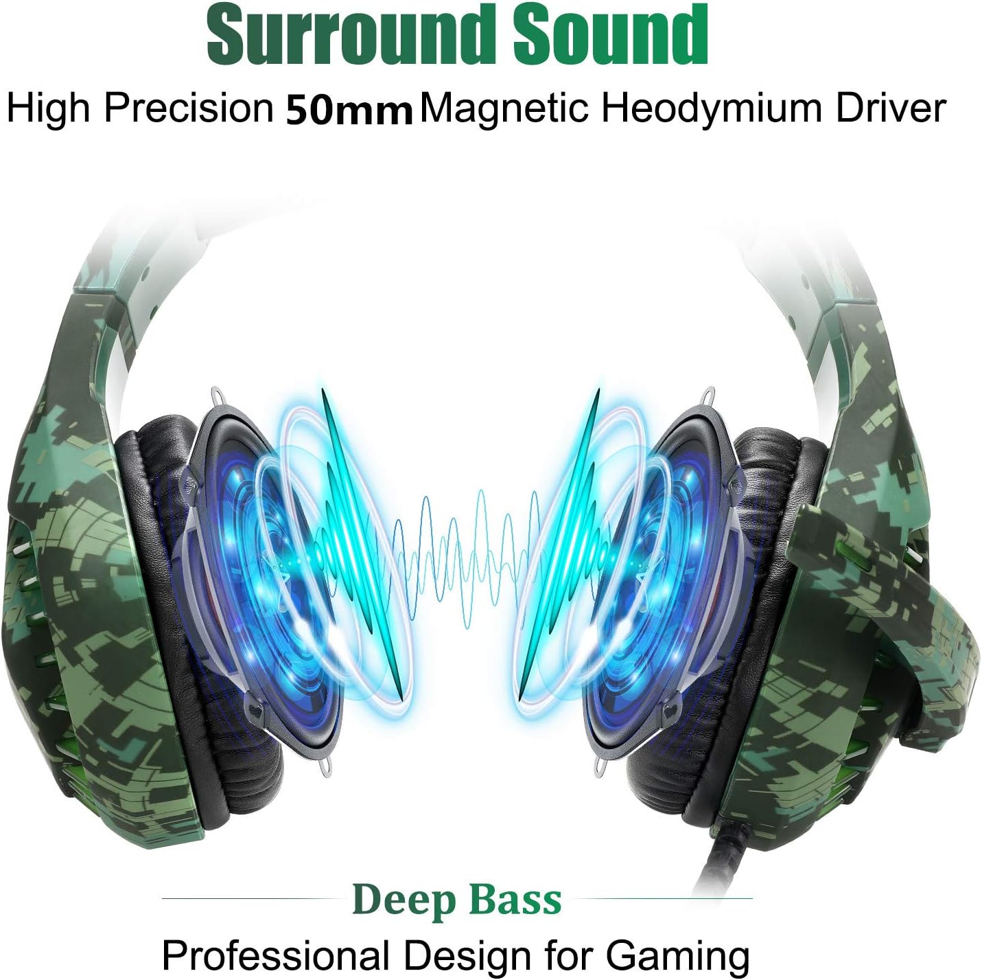 Butfulake Noise Cancelling Xbox one Gaming Headset with 7.1 Surround Sound Stereo for PS4/Nintendo eShop Switch,Omnidirectional Microphone Vibration LED Light Compatible with Mac/PC/Laptop/Mac Camo