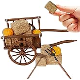 Hiawbon 14Pcs Mini Hay Bales Set, Miniature Farming Cart Straw Hay Miniatures Pumpkins, Simulation Cart Farm Model for Western Decoration Autumn Harvest Wedding