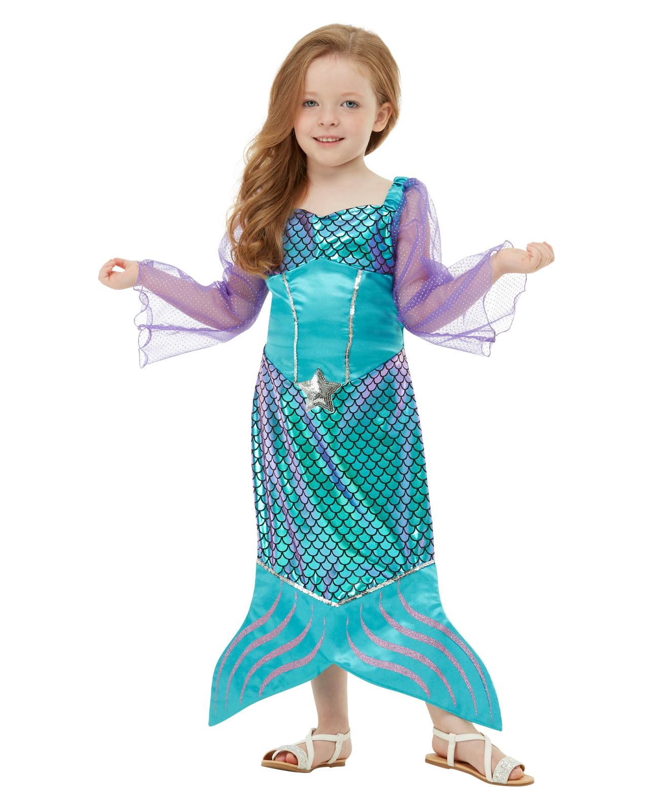 Funidelia Mermaid Costume for Girls, Includes Dress, Mythology - Outfit for Kids for Parties, Carnival and Halloween - Size 7-9 Years