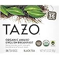 TAZO Organic Awake English Breakfast Black Tea, Black tea with Caffeine, 36 Total Bags