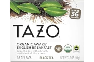 TAZO Organic Awake English Breakfast Black Tea, Black tea with Caffeine, 36 Total Bags