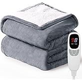 EDENLUNE Heated Throw Blanket 50''x60'' Electric Blanket with 9 Heating Levels 10 Timer Modes Auto-Off Fast Heating Overheat Protection ETL Certified Machine Washable Gift, Grey