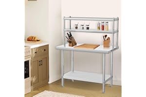 36" × 24" Stainless Steel Table with Overshelves, Commercial Work Tables, Commercial Kitchen Prep Table, Countertop Metal Wor