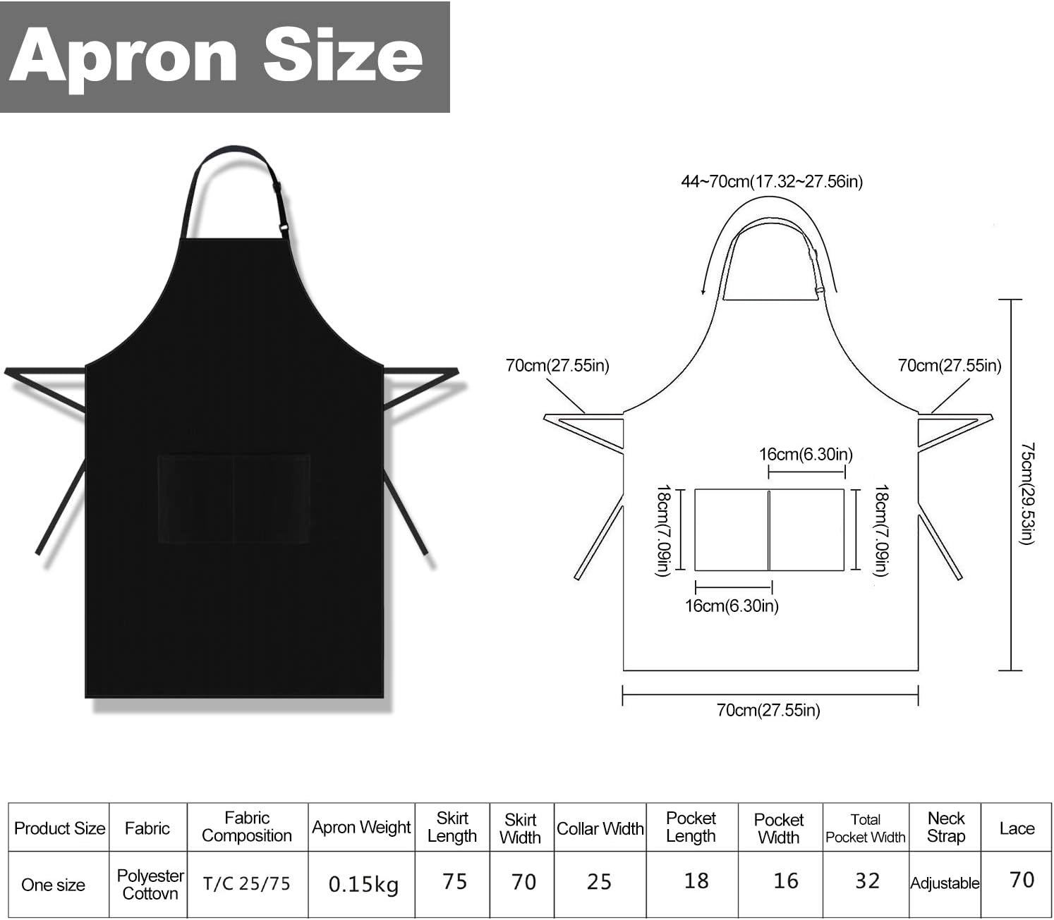 XCOZU 2 Pack Cooking Chef Kitchen Apron for Men Women Waterproof Adjustable Red Apron and Black Apron with Pockets,Adults Cotton Polyester Professional Apron Catering Barista Butchers Long Apron - Image 4