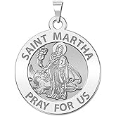 PicturesOnGold.com Saint Martha Religious Medal - 2/3 Inch Size of Dime, Sterling Silver