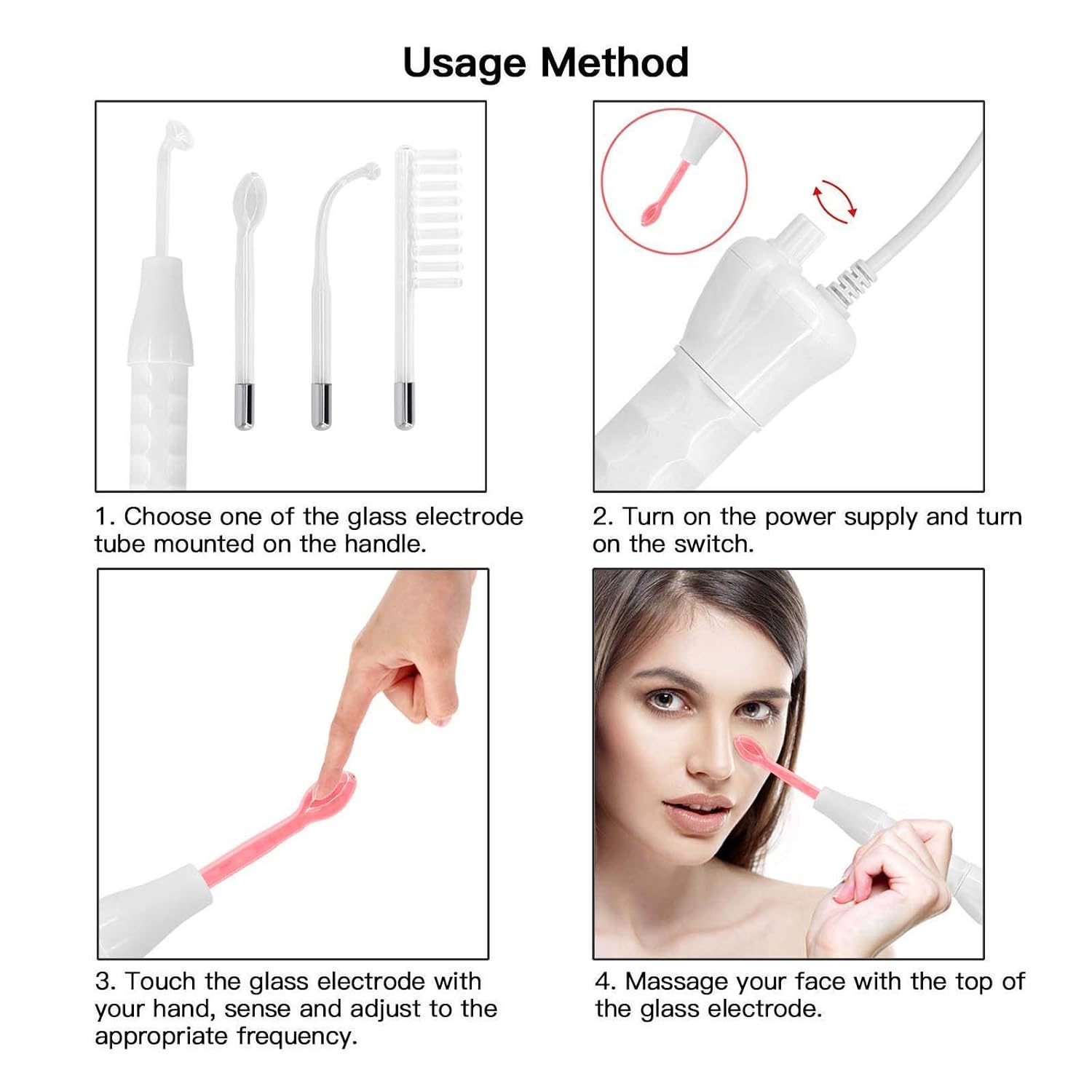 GreenLife High Frequency Facial Machine, Portable Handheld High Frequency Wand, Skin Tightening Acne Spot Wrinkles Remover Face Beauty Therapy Puffy Eyes Body Care skincare Machine Device HOME SPA: Beauty