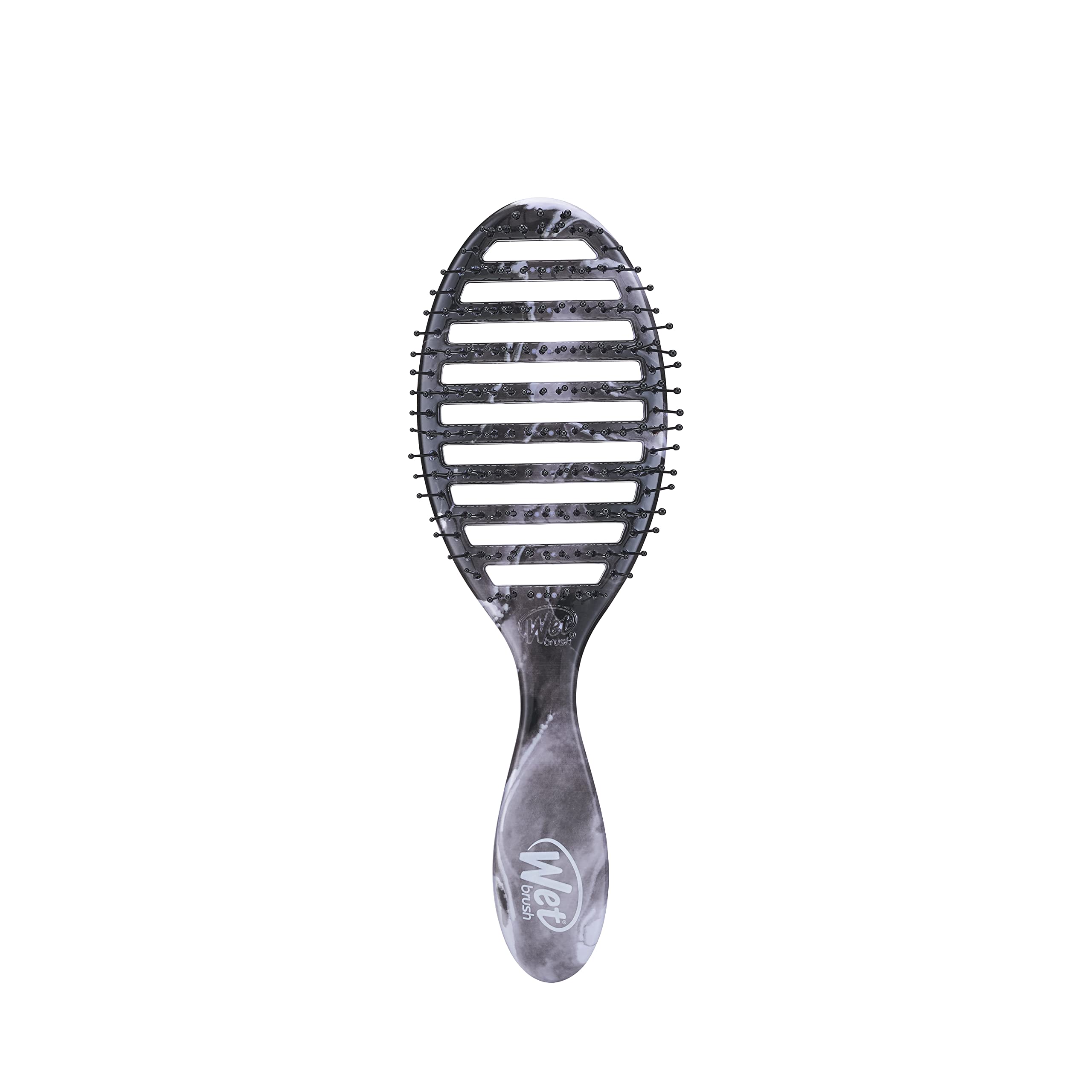 WetBrush Speed Dry Detangler With Heat Resistant HeatFlex Bristles and Open Vent Design to Dry Hair Faster, Gentle on All Hair Types, Metallic Marble Collection, Onyx