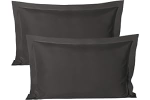 BEDSUM 100% Brushed Microfiber Queen Pillow Shams Set of 2, Super Soft and Cozy, Wrinkle, Fade, Stain Resistant 20x30 Oxford Pillowcases, 20x30 Inches, Dark Grey