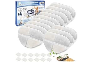 Cunina 12 Pack Filter & 12 Pump Sponges Dog Water Bowl Filter Compatible with FEELNEEDY Dog Fountain 7L/1.8Gal(FN-W05), 12+12 Cat Drinking Fountain Filters Fit for Pet Automatic Water Dispenser