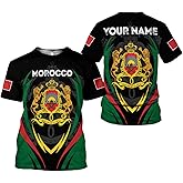 Hieprints Personalized Morocco 3D Soccer Shirt Men, Moroccan Flag Proud Jersey, Morroco T Shirt Hoodie US Size S-5XL