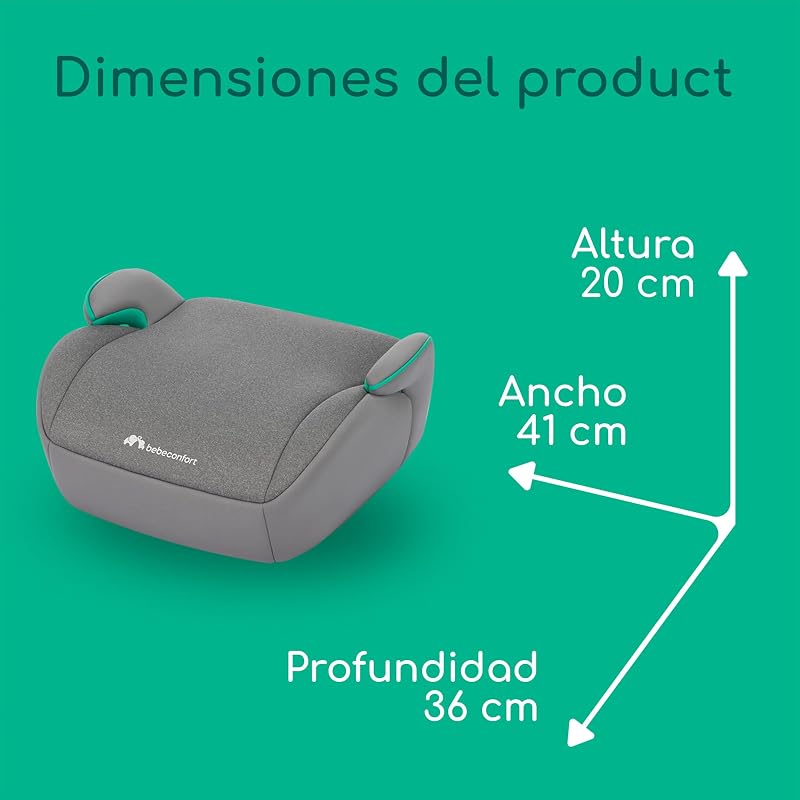 Manga i-Safe Asiento Elevador Coche, 6-12 Años, 125-150 cm, Compacto y Ligero (menos de 1 kg), Fácil Instalación con Cinturón, Acolchado, Tejidos Suaves, Tinted Grey