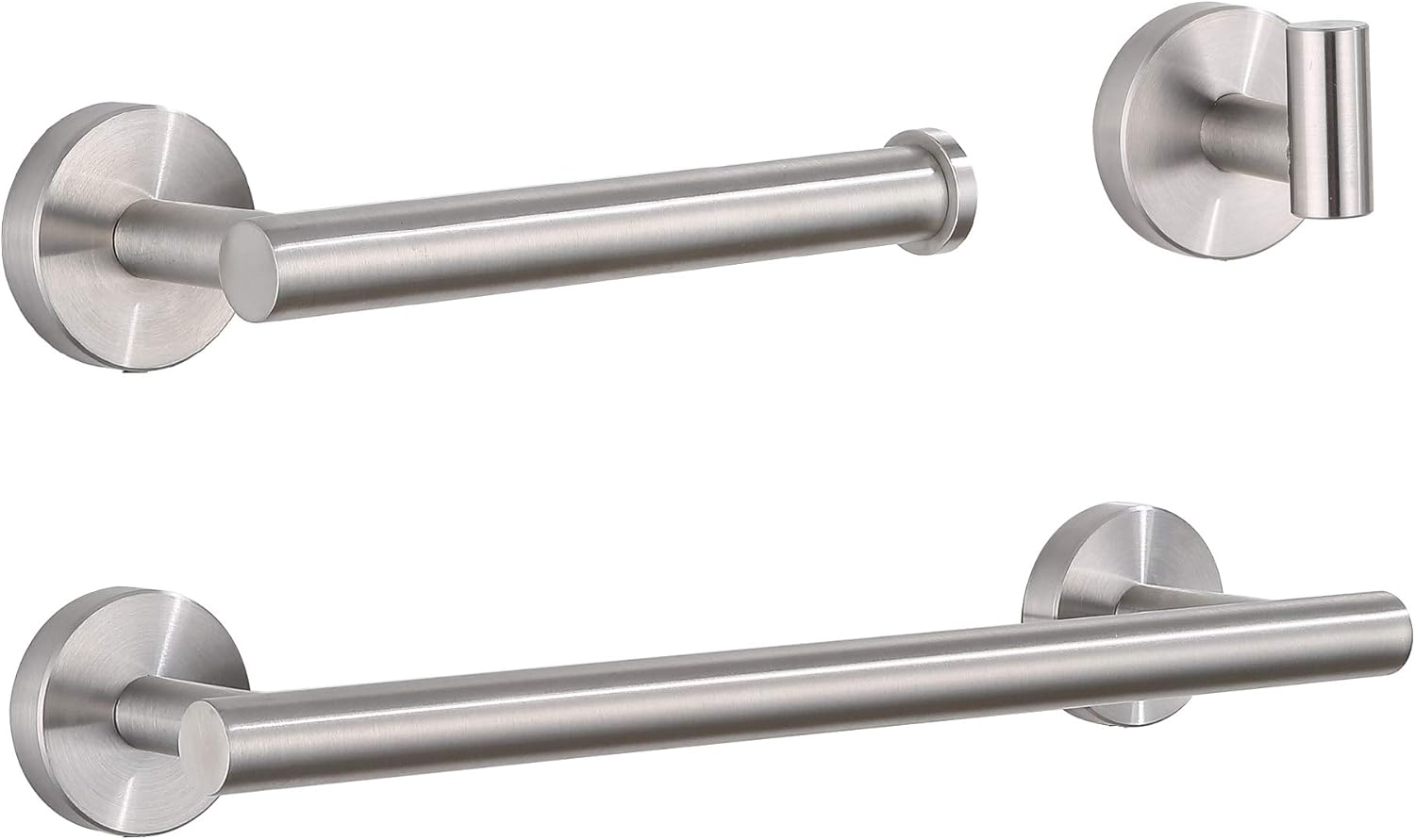 TRUSTLIFE Bathroom Hardware Set 3 Piece, Wall Mount Towel Bar Toilet Paper Holder Robe Hook Premium Stainless Steel Brushed Nickel Contemporary Style Bath Accessories: Home & Kitchen
