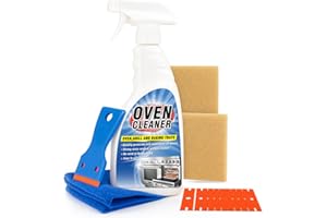 ERIGATHE Heavy Duty Stove and Oven Cleaner Kit, Includes Cleaning Tool, Razor, Scraper and 1 Pad to Remove Tough Stains - Use on Gas, Electric, Ceramic Surfaces, 16.9 Ounces, 4 Piece