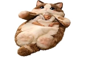 Cat Shaped Plush Floor Lounger for Adults-Sleeping Bag Style Mattress for Indoor Use or Camping Trips,Sleepovers