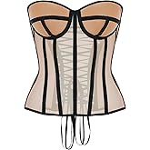 WS Waist Secrets Perfect Corset NYC OVERBUST Mesh Corset Top Lace up Corset with 15 Steel Boned