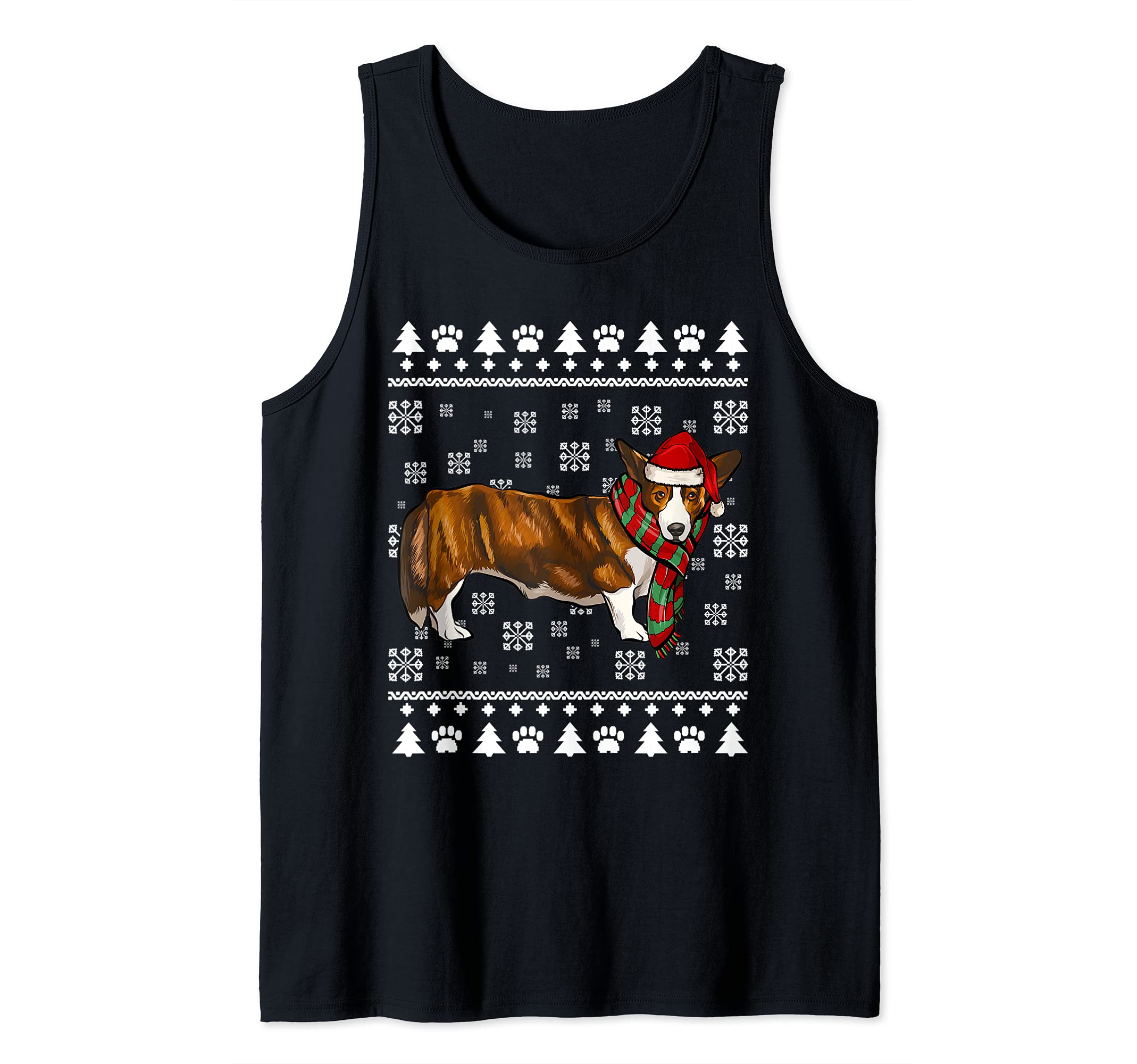 Cardigan Welsh Corgi Dog Santa Hat Xmas Ugly Christmas Tank Top