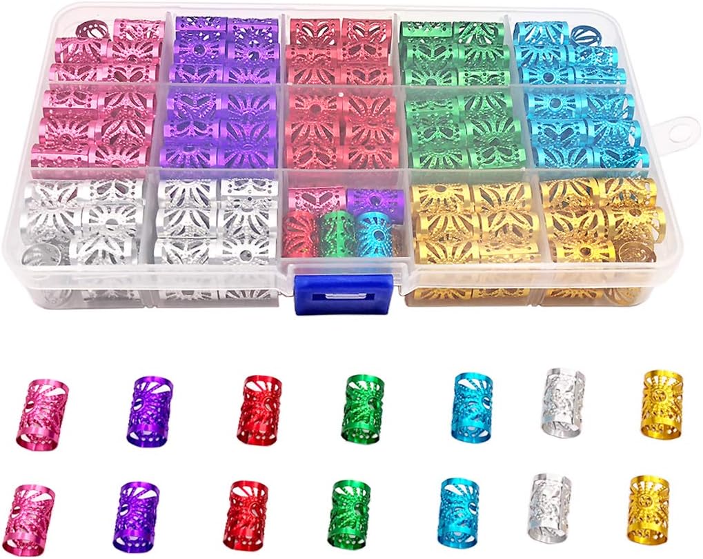 Messen 170 Pieces Dreadlocks Beads Multicolor Aluminum Dread Locks Metal Cuffs Hair Decoration Braiding Hair Jewelry (Not Break Easily)