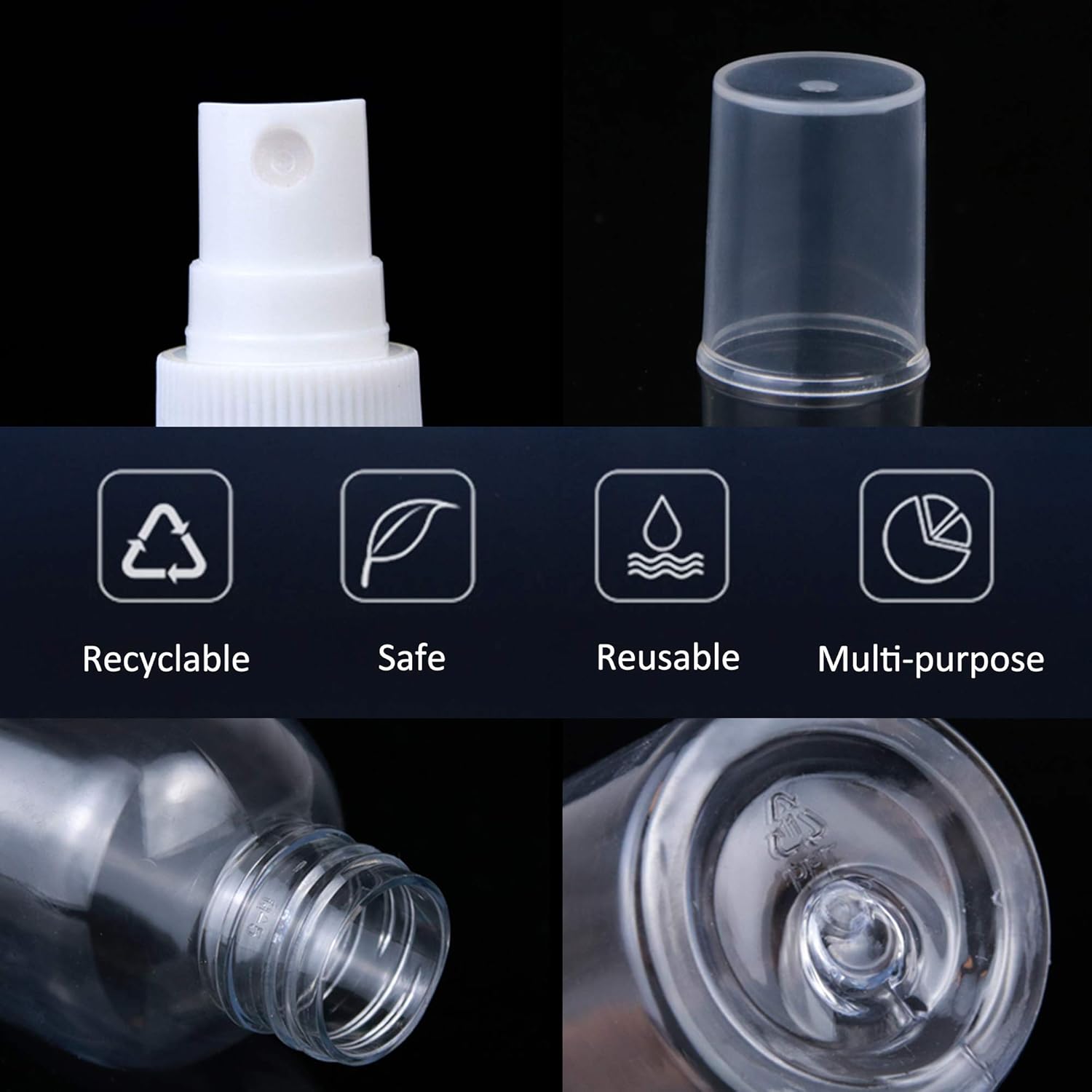 Miukada 12 Pack 60ml Fine Mist Mini Clear Spray Bottles, Cosmetic Refillable and Reusable Travel Containers, Empty Plastic Bottles with Pump Spray Cap for Essential Oils, Perfumes, Skincare and Makeup: Beauty