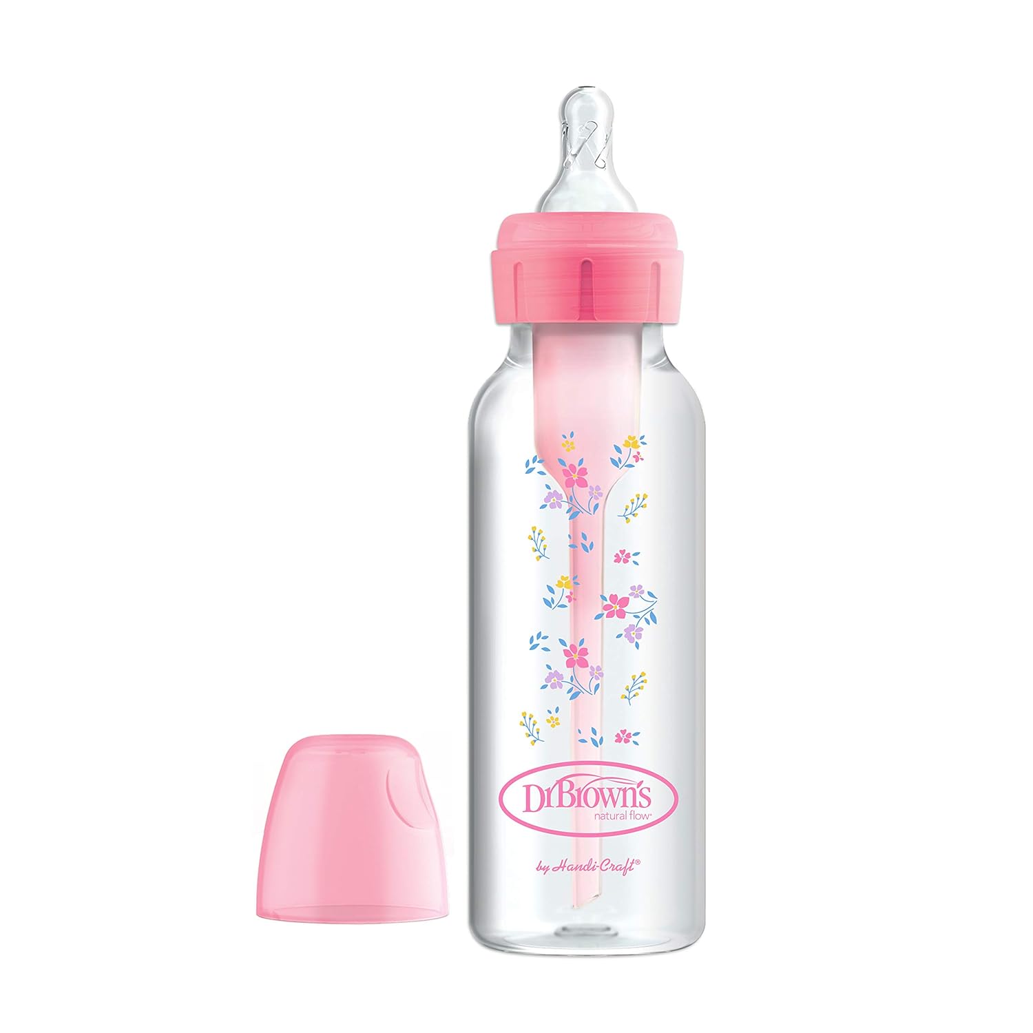 Dr. Brown's Options+ Baby Bottles, 8 oz/250ml, Narrow Bottle, Pink Floral Designs, 4 Pack : Baby