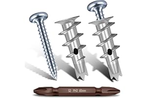 Mywish Zinc Self Drilling Drywall Anchors, Hollow Wall Anchors and Screws Kit, Drywall Screws, 25pcs Heavy Duty Metal Wall An