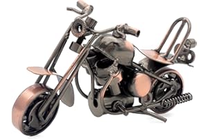 QIRLOEU Motorcycle Gifts for Men, Dad, Him - 6 Inch Handmade Metal Motorcycle Model - Vintage Desk Decor for Home, Office & Man Cave - Valentine's Day, Birthday Gift Idea