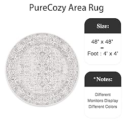 PureCozy Grey Round Rug 4ft Entryway Rug Small