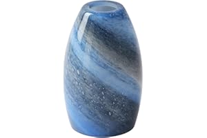 MIAOMEIO Fixture Replacement Globe Shade,Lampshade for E26 Base 1-5/8 Inch Fitter, Color Art Glass Oval Lampshade Cover for Pendant Kitchen Wall Sconce Chandelier Vanity Light (1, Blue and Black)