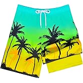 Resiprolty Boys Swim Trunks with Compression Liner Swim Shorts Quick Dry Boys Bathing Suit Swimsuit Swimwear Beach Shorts