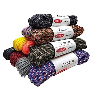 Zonexu パラコード 9芯 パラシュートコード 4mm 30m テントロープ ガイロープ 耐荷重280kg キャンプ アウトドア アクセサリー制作