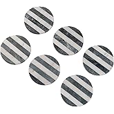 GoCraft White Marble Coasters with Green Striped Inlay &ndash; Set of 6 Round Handcrafted Drink Coasters &ndash; Elegant Stone Coasters for Beverages, Wine, Coffee, and Bar Glasses &ndash; Tabletop Protection