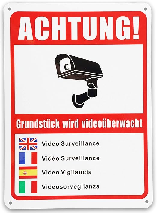 Videoüberwacht Schild Grundstück Wird Videoüberwacht Sicherheitsschild, Warnzeichen in Mehreren ...