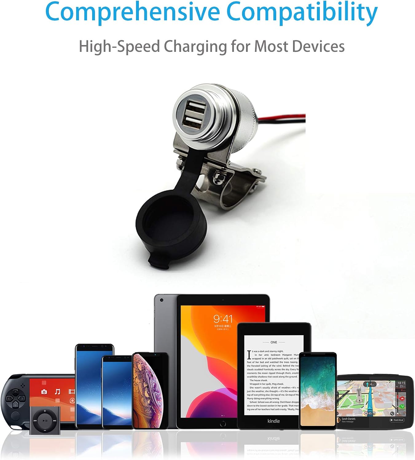 Cliff Top 4.6 Amp 23W Aluminium Motorcycle USB Charger with Dual-Port Fast Charing, Heavy Duty, Waterproof for 7/8’’ - Image 4